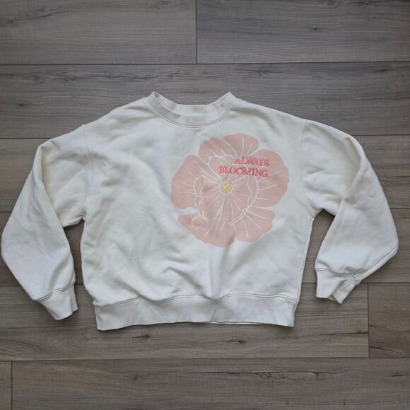 Com Meant Always Blooming Crewneck Fleece Pullover Sweater Women Sz M - Picture 2 of 9